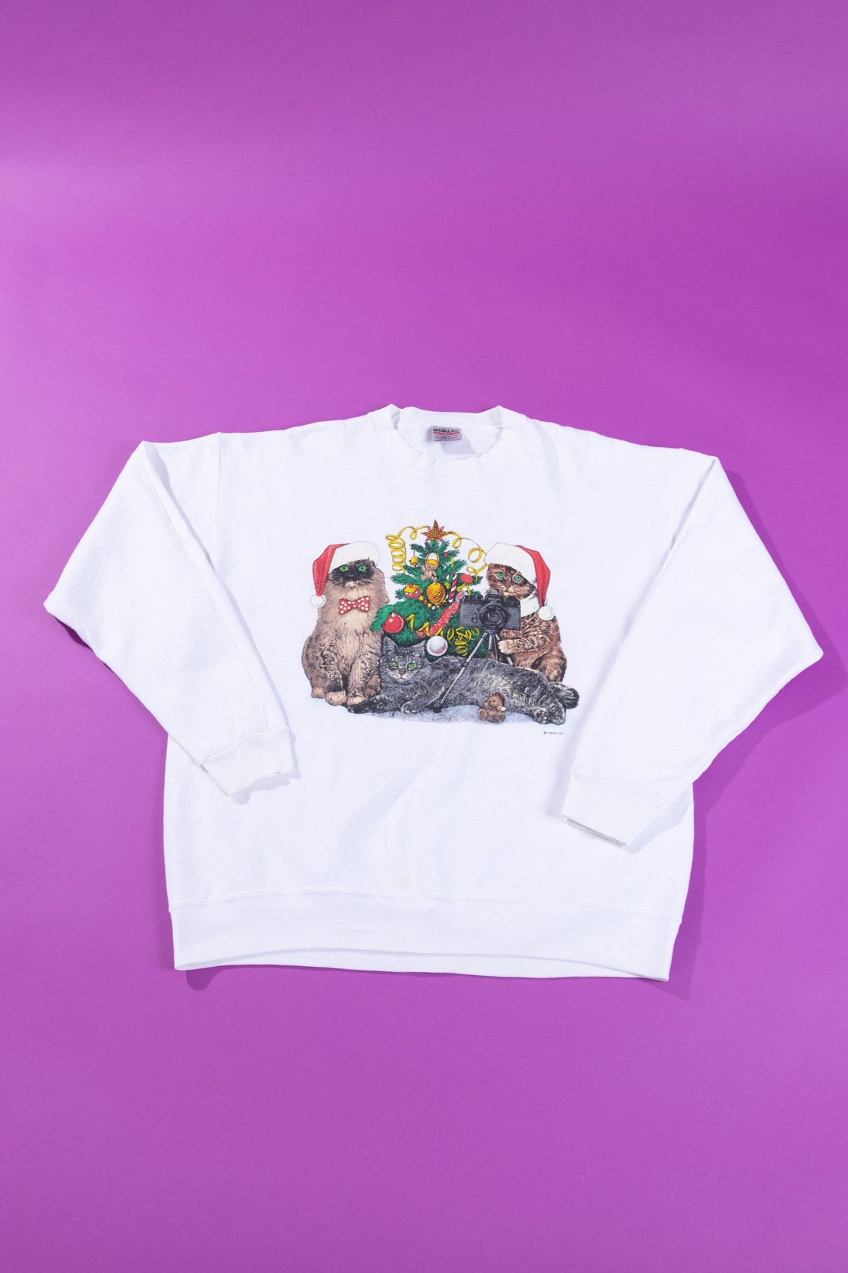 Vintage 90s Christmas Cats Crewneck