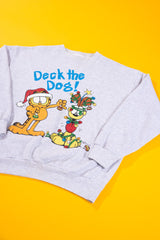 Vintage 90s Garfield and Odie Deck the Dog Christmas Crewneck