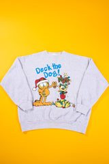 Vintage 90s Garfield and Odie Deck the Dog Christmas Crewneck