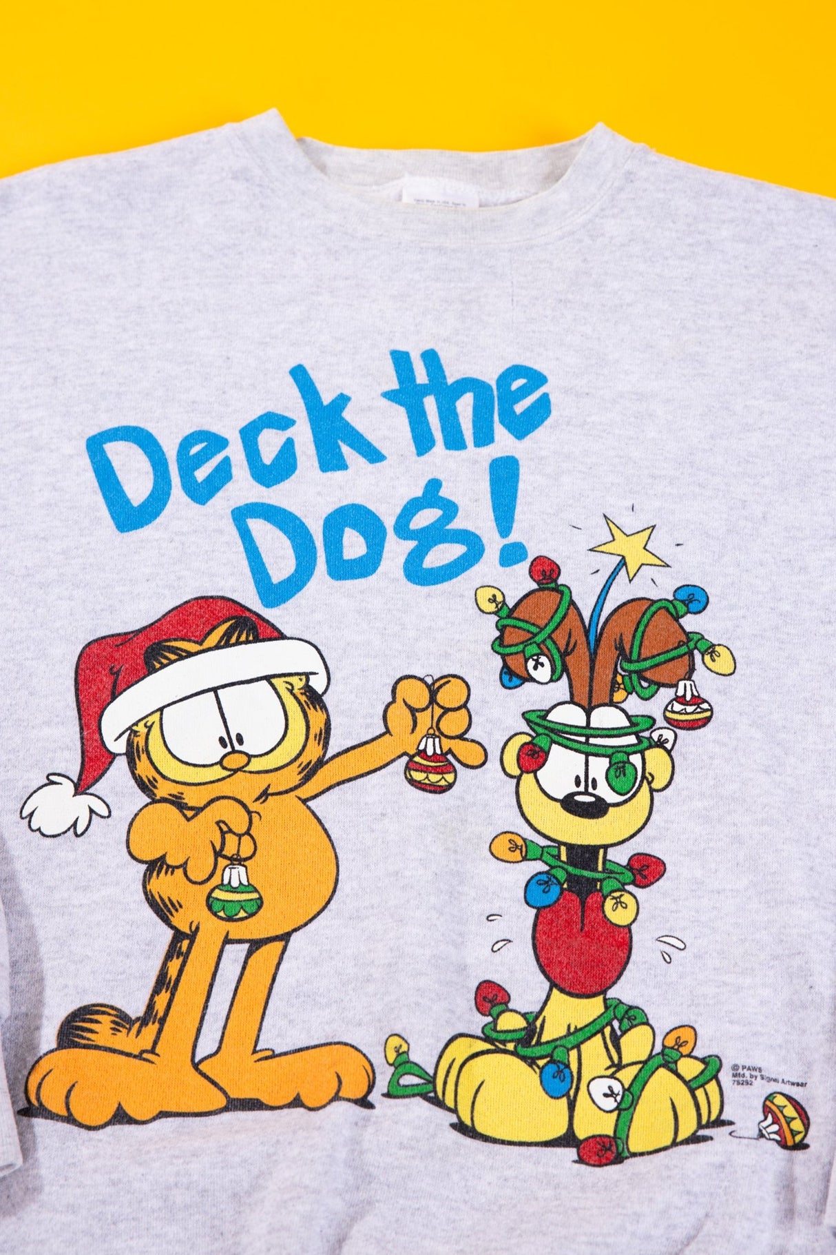 Vintage 90s Garfield and Odie Deck the Dog Christmas Crewneck