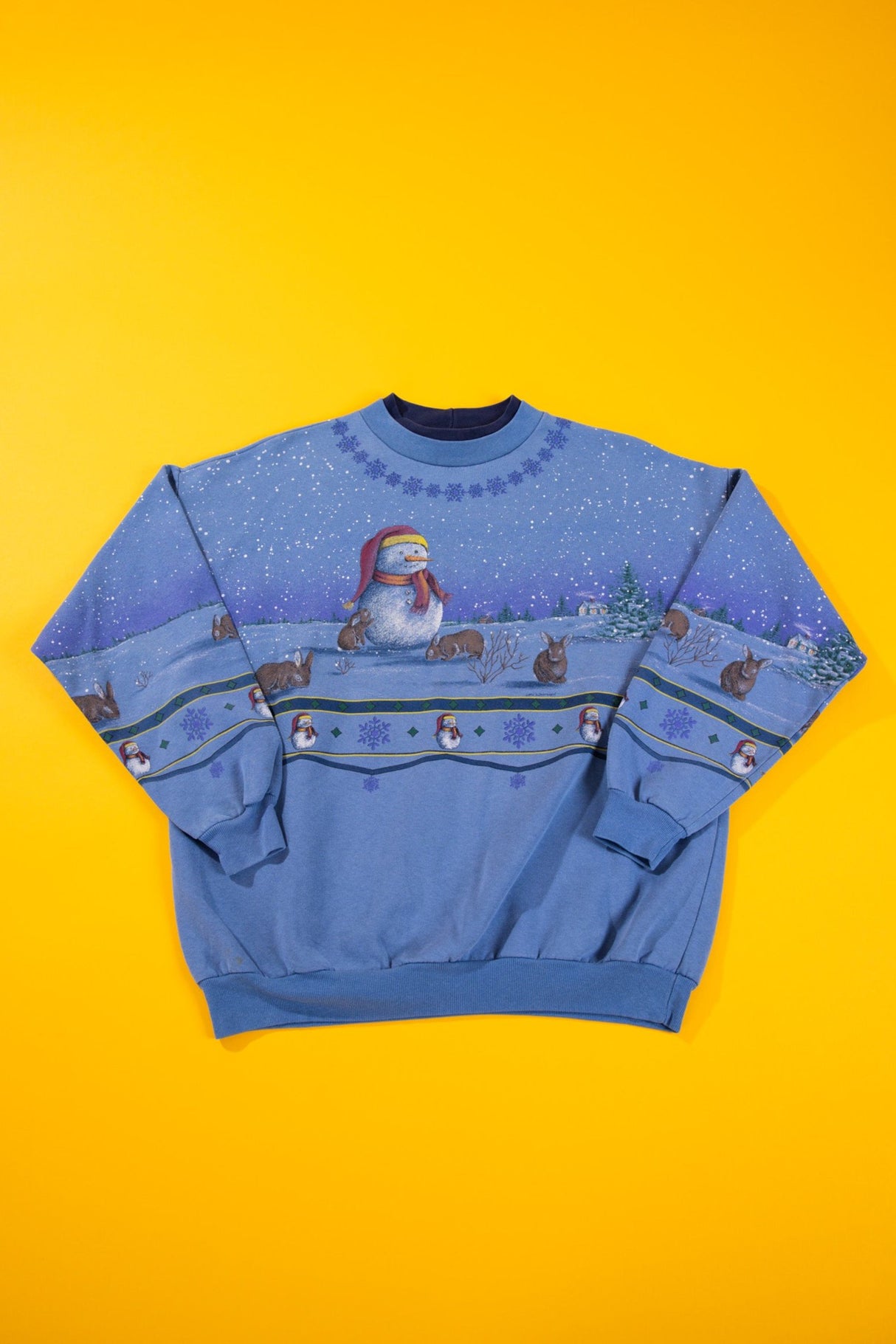 Vintage 90s Snowman and Bunnies Crewneck