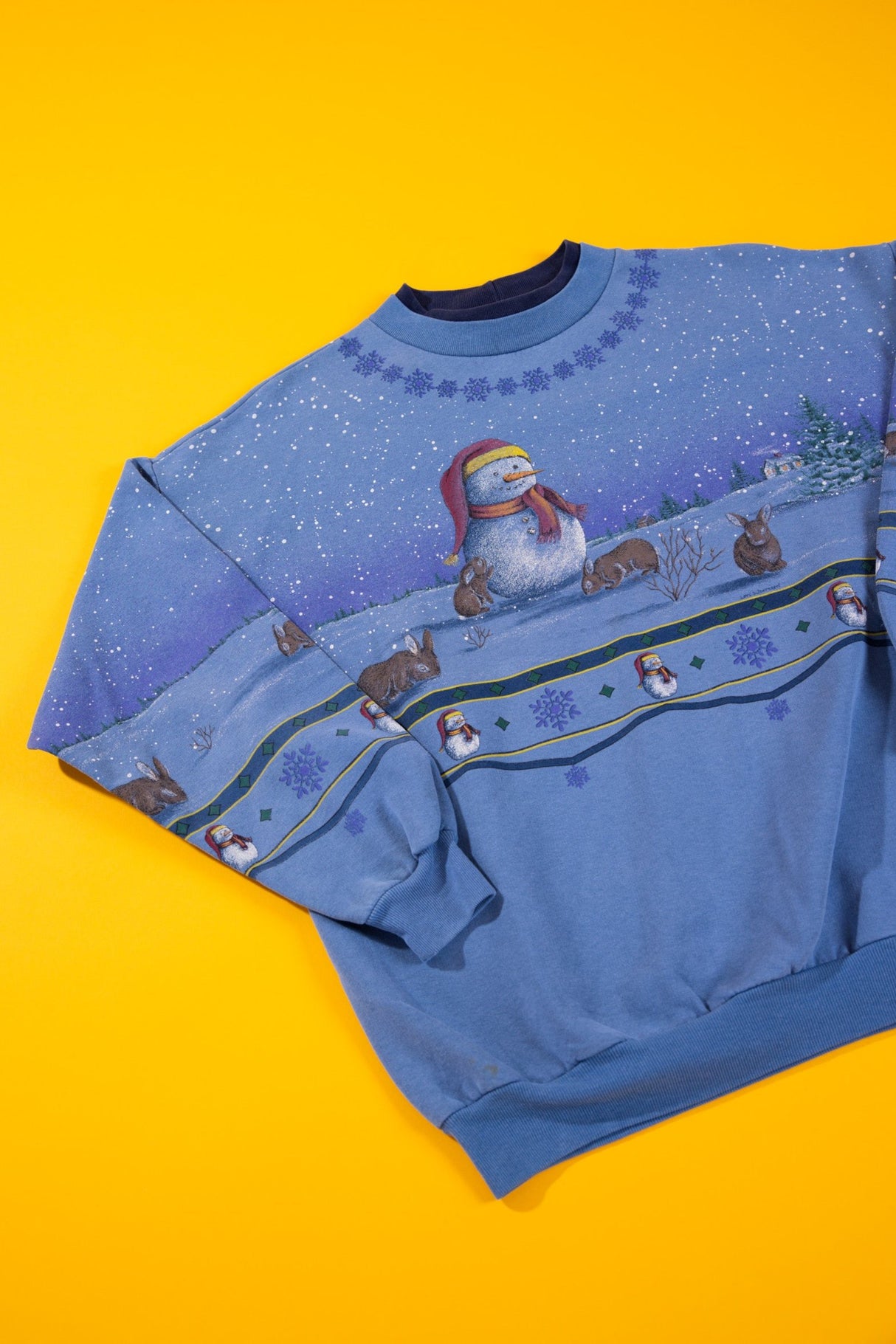 Vintage 90s Snowman and Bunnies Crewneck