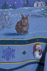 Vintage 90s Snowman and Bunnies Crewneck