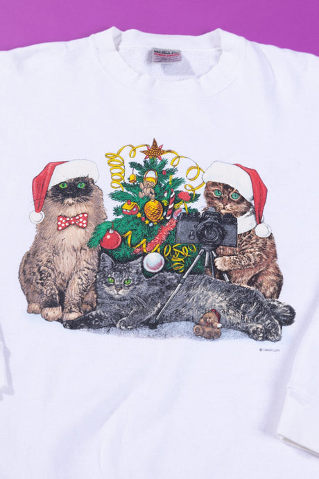 Vintage 90s Christmas Cats Crewneck