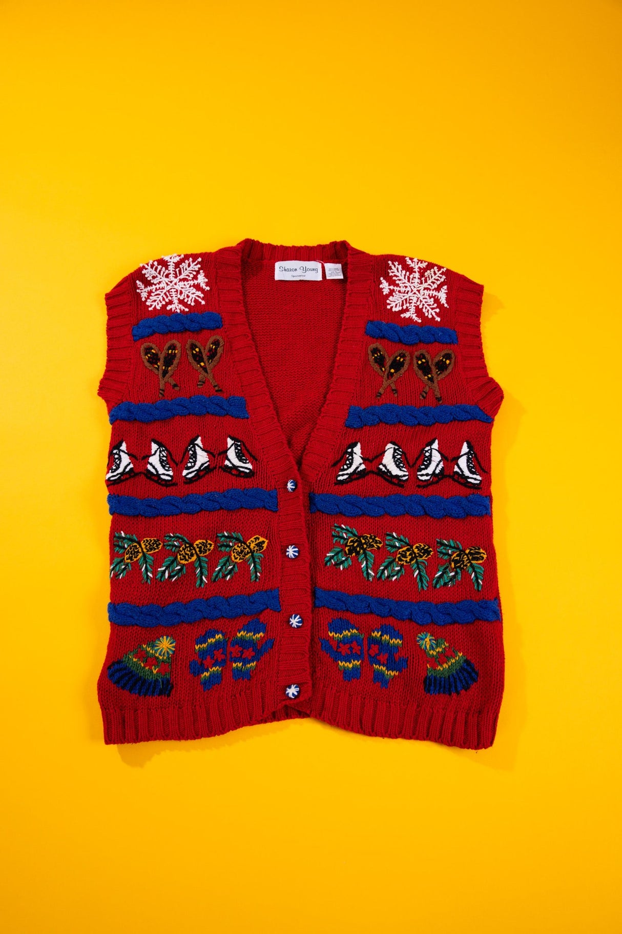 Vintage 90s Sharon Young Christmas Sweater Vest