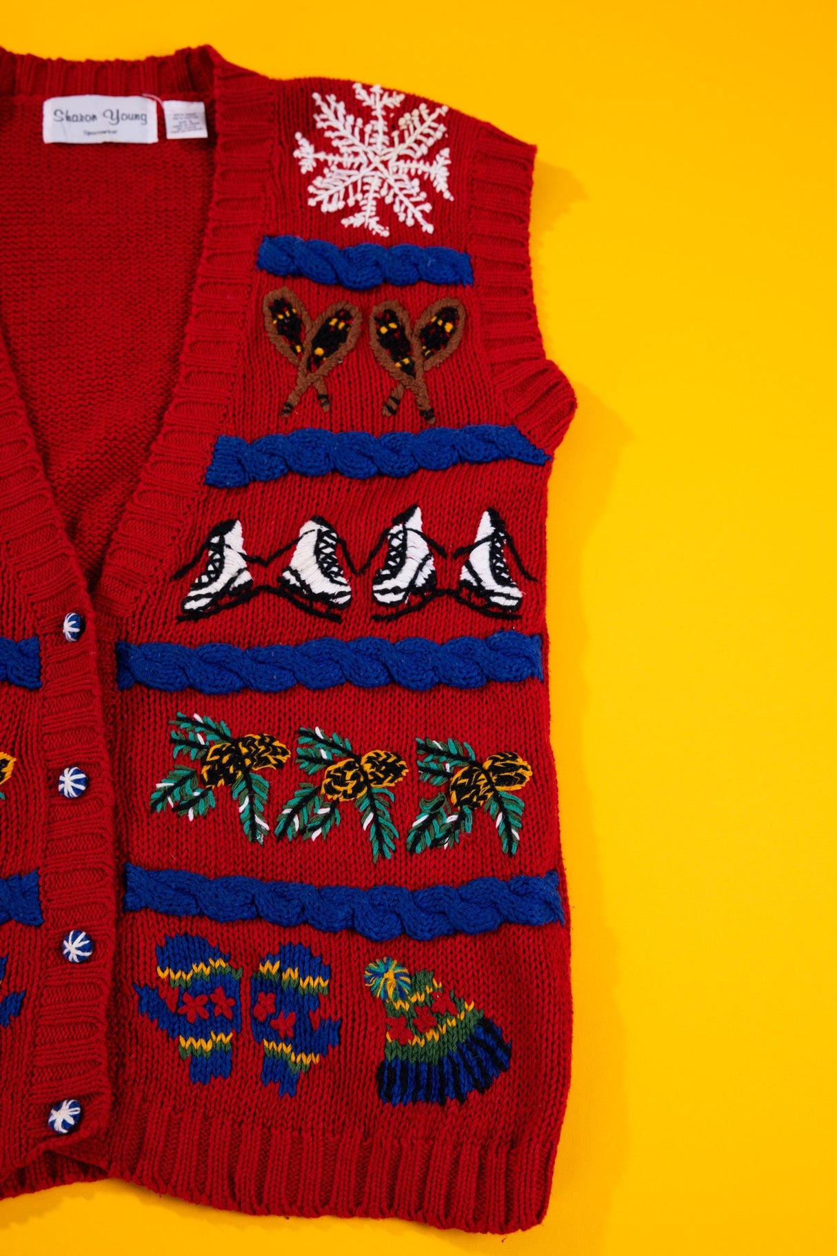 Vintage 90s Sharon Young Christmas Sweater Vest