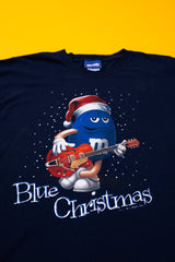 Vintage 90s M&M Blue Christmas T-shirt