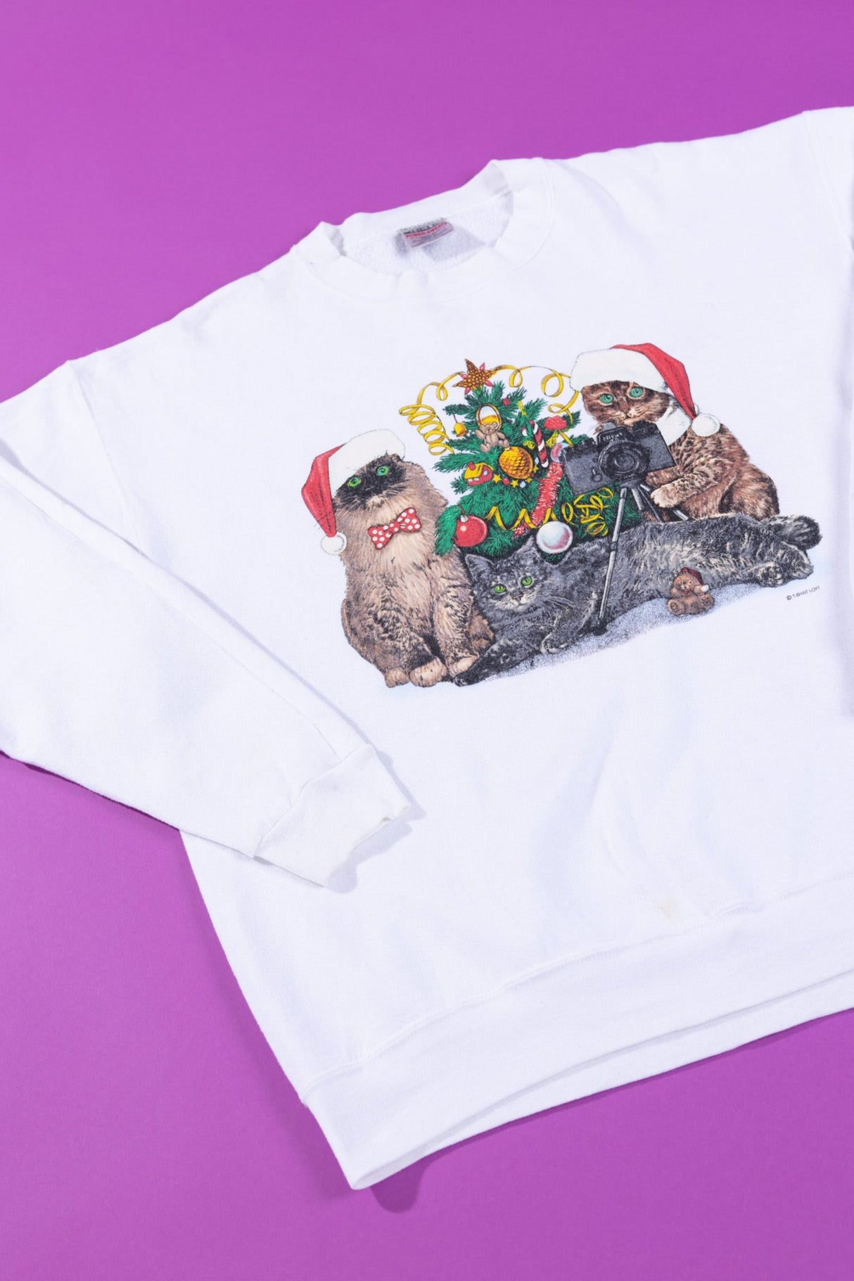 Vintage 90s Christmas Cats Crewneck