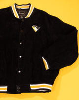 Vintage 90s Pittsburgh Penguins Suede Leather Varsity Jacket