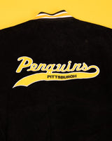 Vintage 90s Pittsburgh Penguins Suede Leather Varsity Jacket