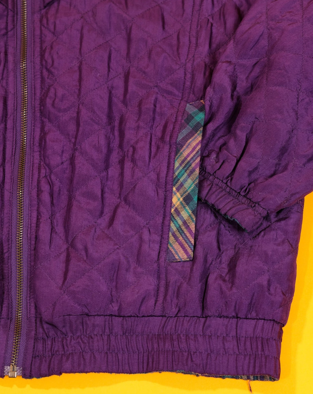 Vintage 80s Mureli Silk + Plaid Reversible Windbreaker Jacket