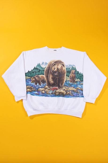 Vintage 90s Habitat HCV Brown Bear Crewneck Sweater