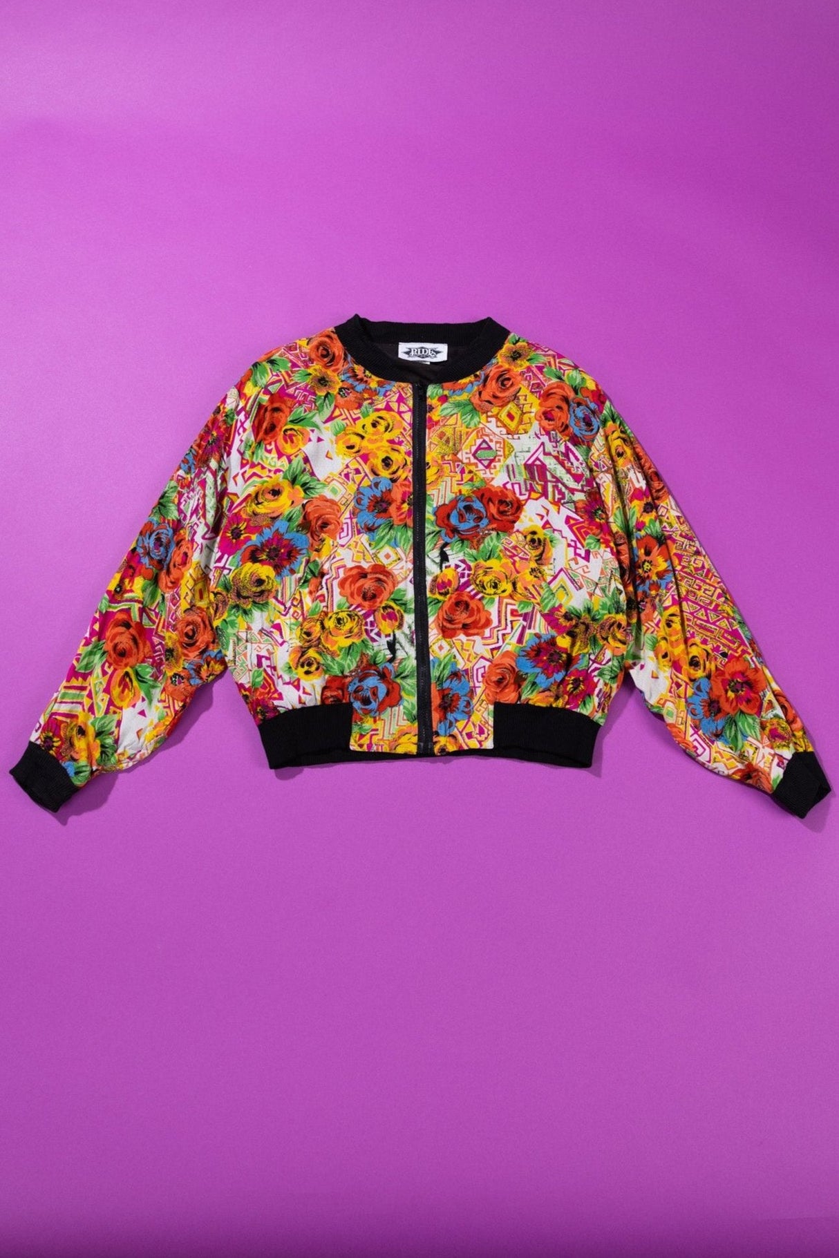 Vintage 80s Ride Floral Bomber Jacket