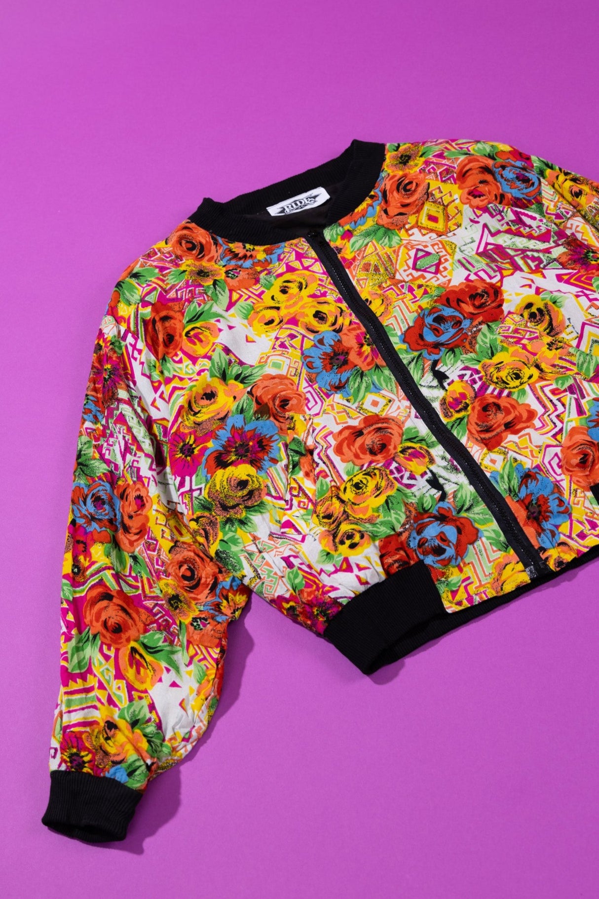 Vintage 80s Ride Floral Bomber Jacket