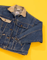 Vintage 80s Weathered Blues Denim Leather Jacket