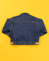 Vintage 80s Weathered Blues Denim Leather Jacket