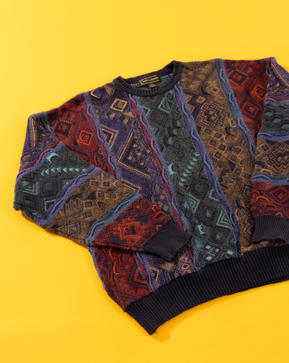 Vintage 90s Croft & Barrow 3D Coogi Style Knitted Sweater