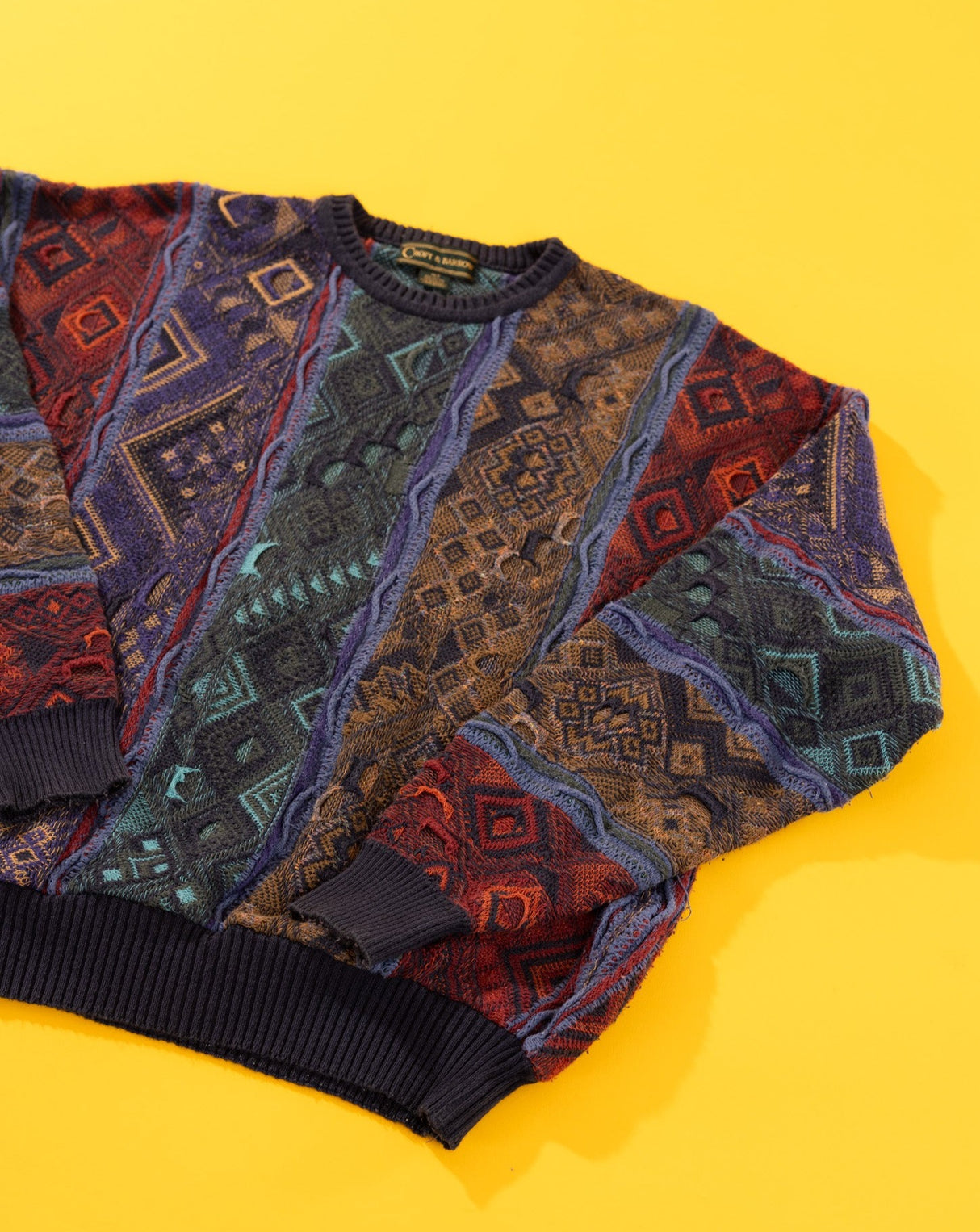 Vintage 90s Croft & Barrow 3D Coogi Style Knitted Sweater