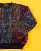 Vintage 90s Croft & Barrow 3D Coogi Style Knitted Sweater