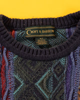 Vintage 90s Croft & Barrow 3D Coogi Style Knitted Sweater