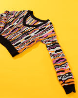 Vintage Y2K 3D Coogi Style Knit Cropped Sweater