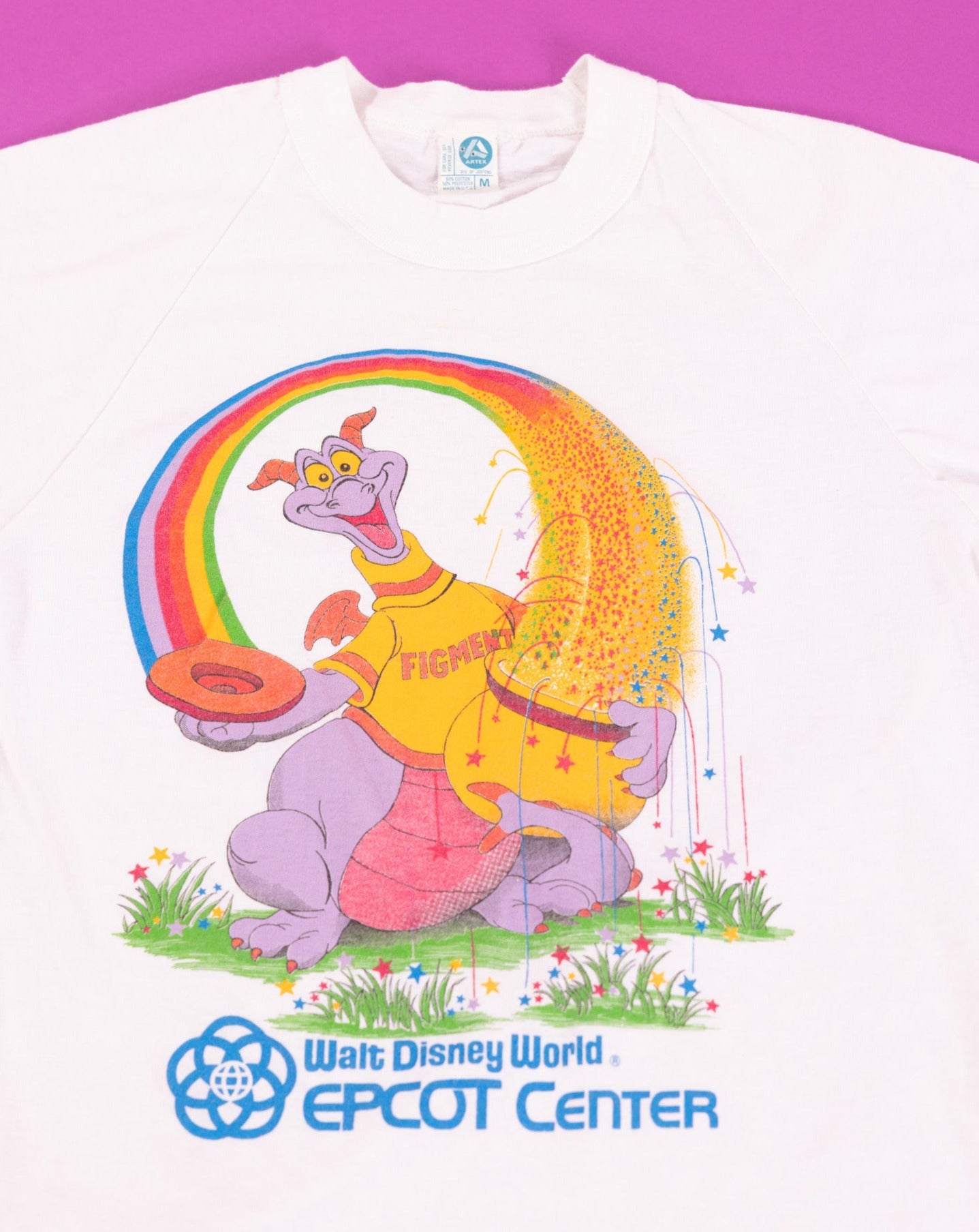 Vintage 80s Disney Epcot 2024 Figment the Dragon Single Stitch Graphic Tshirt Size XL