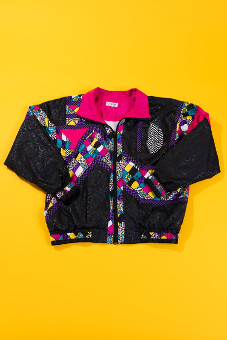 Vintage 90s Lavon Windbreaker (Black/Pink)