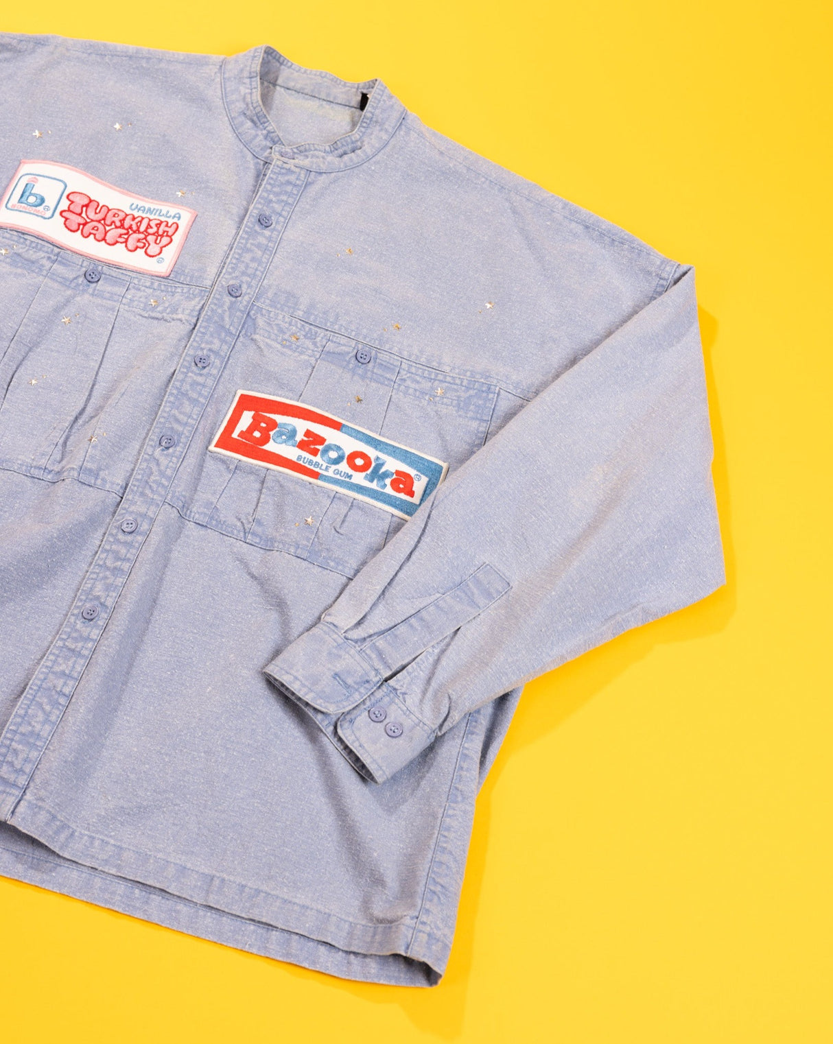 Vintage 90s Candy Patches Denim Long Sleeve Button Up