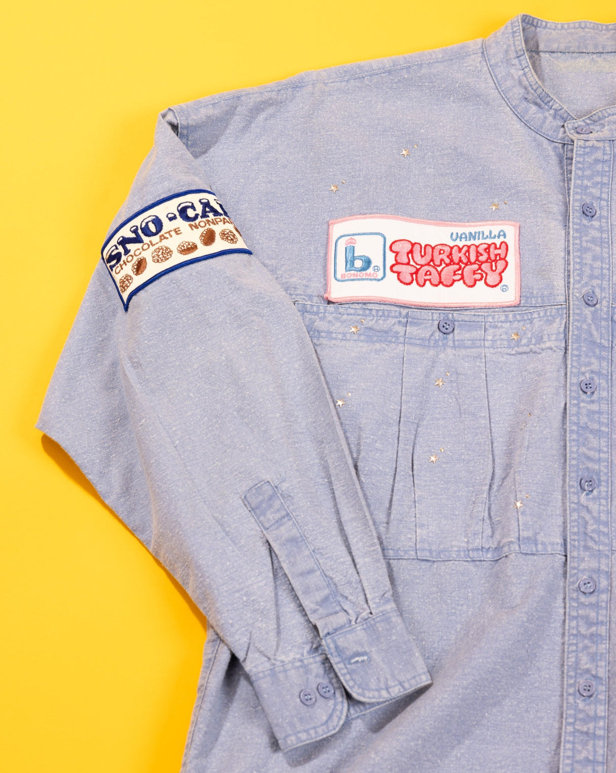 Vintage 90s Candy Patches Denim Long Sleeve Button Up