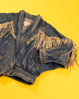 Vintage 80s Learsi Fringed Denim Jacket