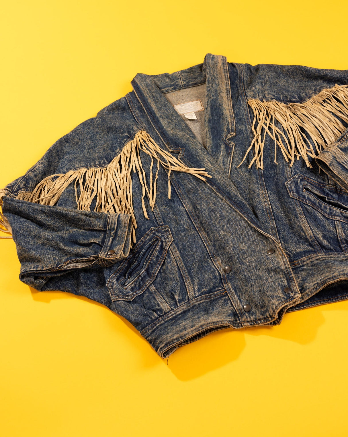 Vintage 80s Learsi Fringed Denim Jacket