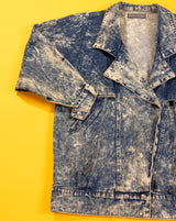 Vintage 80s Bebe Furrrina Long Acid Wash Denim Jacket