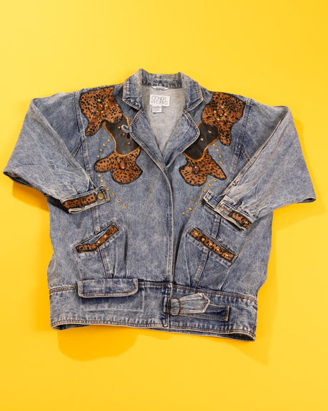 Vintage 80s Cover Works Embellished Denim Jacket