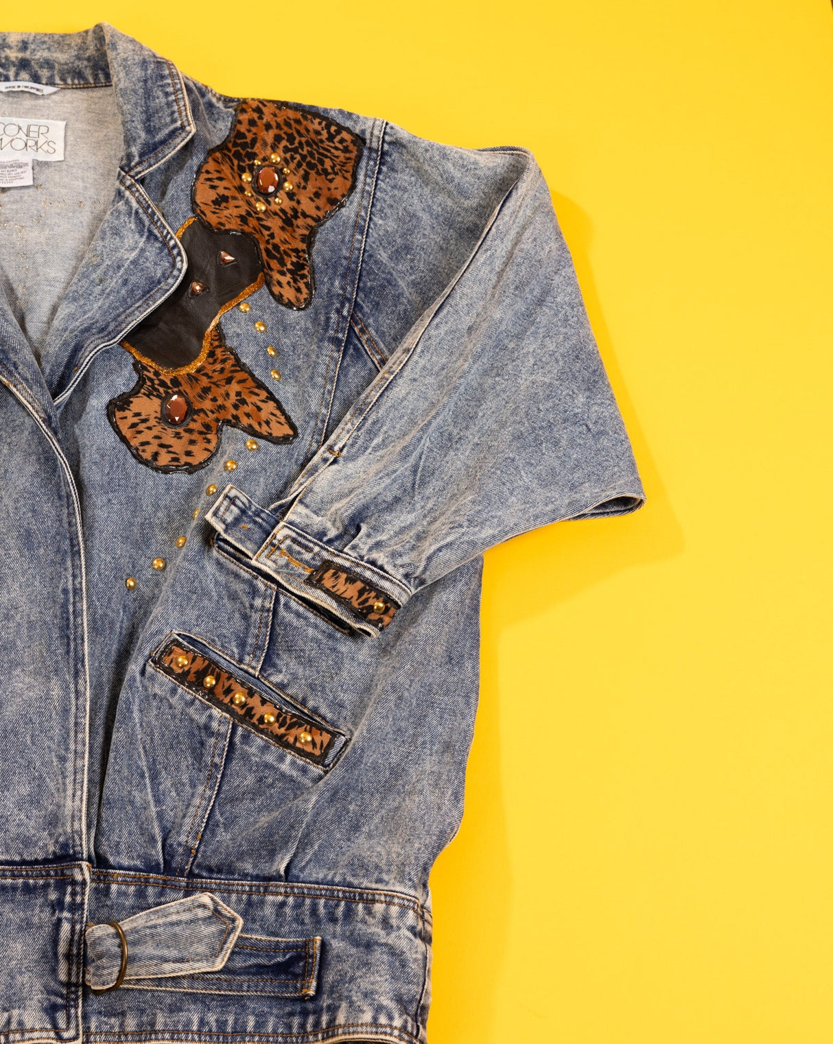 Vintage 80s Cover Works Embellished Denim Jacket