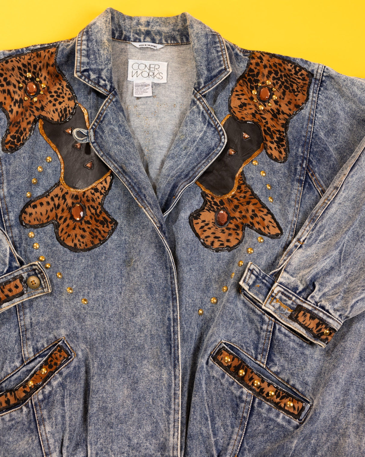 Vintage 80s Cover Works Embellished Denim Jacket