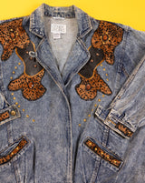 Vintage 80s Cover Works Embellished Denim Jacket