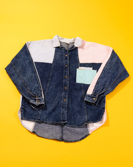 Vintage 90s Traffic Denim Long Sleeve Button Up Shirt