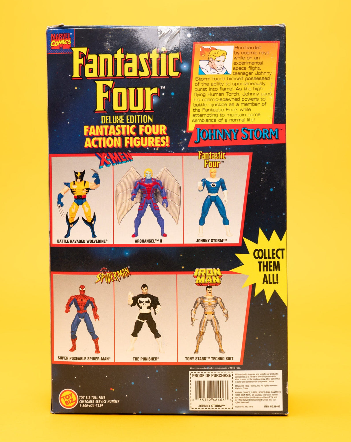 Vintage 1995 Johnny Storm Fantastic Four 10" Poseable Action Figure