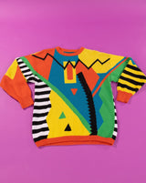 Vintage 80s Retro Geometric Knit Sweater