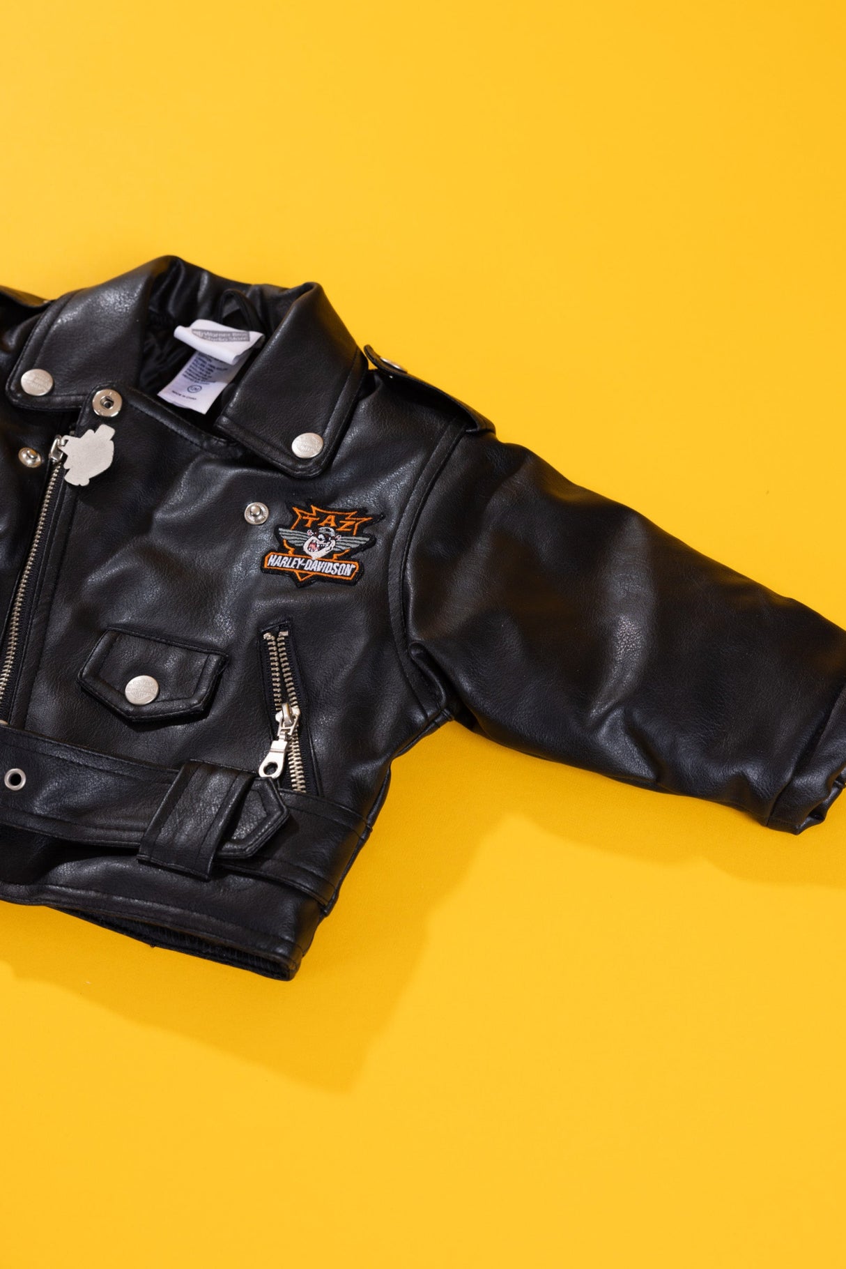 Vintage 2000 Harley Davidson Taz Leather Biker Jacket (Kids - 12M)