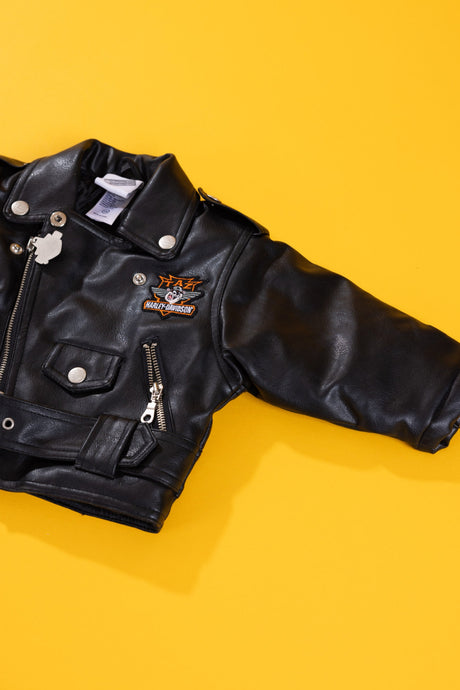 Vintage 2000 Harley Davidson Taz Leather Biker Jacket (Kids - 12M)