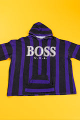 Vintage 90s Hugo BOSS U.S.A. Striped Hooded Shirt