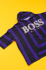 Vintage 90s Hugo BOSS U.S.A. Striped Hooded Shirt