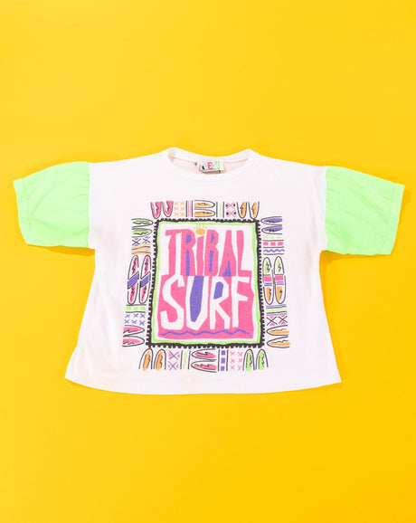 Vintage 80s Neon Tribal Surf Crop Top