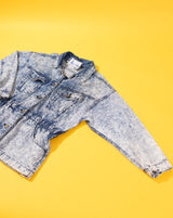 Vintage 80s Down & Feather Acid Wash Denim Coat