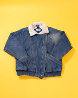 Vintage 80s Weathered Blues Denim Fleece Jacket