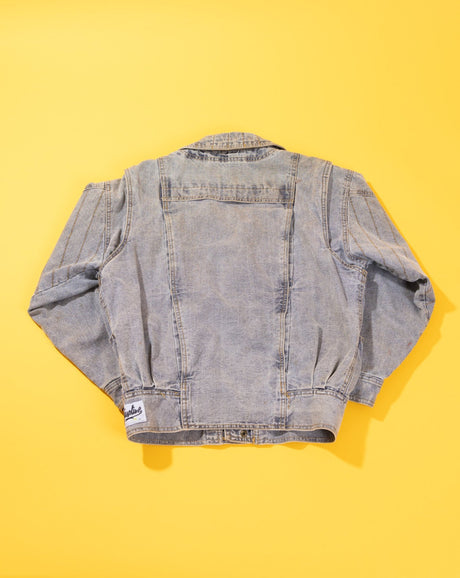 Vintage 80s Gasoline Jeans Denim Zip Sleeve Jacket