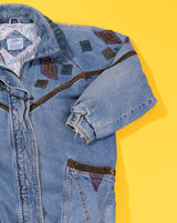 Vintage 80s Be in the Current Seen Long Denim Jacket