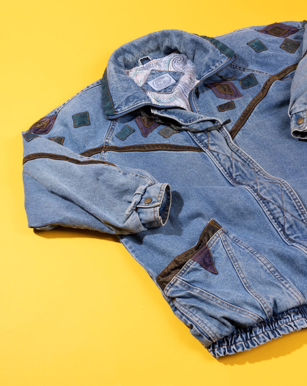 Vintage 80s Be in the Current Seen Long Denim Jacket