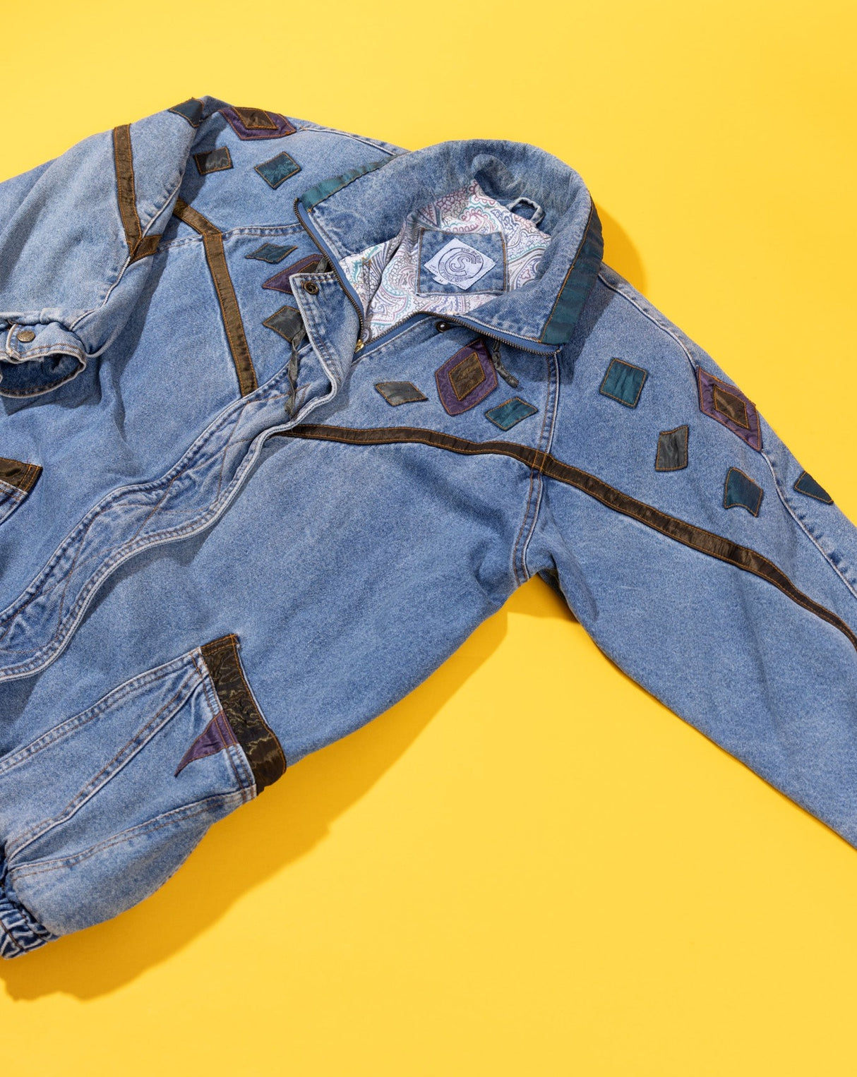 Vintage 80s Be in the Current Seen Long Denim Jacket